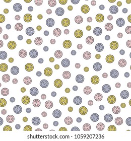 seamless pattern of decorative objects buttons for creativity and sewing