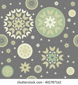 Seamless pattern with decorative objects can be used for design fabric, backgrounds, wrapping paper, package, covers, linen and more designs.