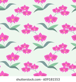 Seamless pattern with decorative orchids