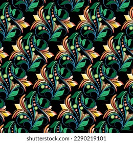 Seamless pattern with decorative ornament in ethnic style. Hand-drawn illustration.