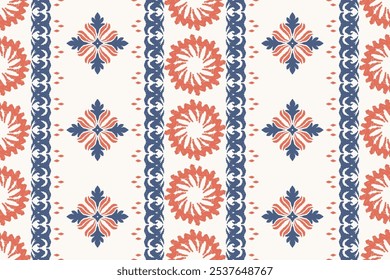 Padrão sem costura com ornamento decorativo. Ikat flor étnica oriental tradicional. Motivos boho africano. Bordado asteca border.Indian, cigano, e tapete africano. Boêmio. Fundo vintage 