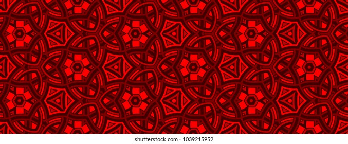 Seamless pattern with decorative ornament of red shades