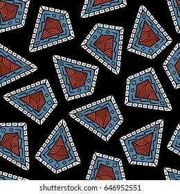 Seamless pattern of decorative paisley cucumbers Mexican, Africa, Aztec, Peruvian, Indian. Vector illustration