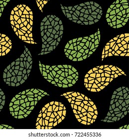 Seamless pattern with decorative paisley cucumbers. Vector illustration