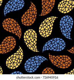 Seamless pattern with decorative paisley cucumbers. Vector illustration