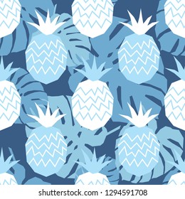 Seamless pattern with decorative Pineapple. Polygons. Cute cartoon. Summer garden. Vector illustration. Can be used for wallpaper, textile, invitation card, wrapping, web page background.