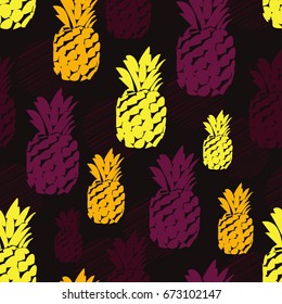 Seamless pattern with decorative pineapples. Tropical fruits. Textile rapport.