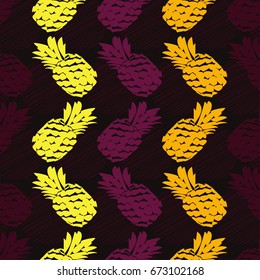 Seamless pattern with decorative pineapples. Tropical fruits. Textile rapport.