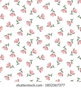 Seamless pattern with decorative pink flowers