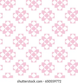 Seamless pattern with decorative pink geometric elements on the white background. Vector.