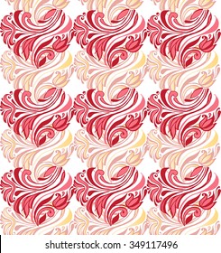 Seamless pattern of decorative pink hearts. Decorative ornament backdrop for fabric, textile, wrapping paper.