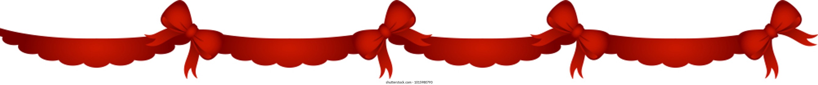 Seamless Pattern with decorative red ribbon and red bows for holiday design