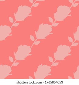 Seamless pattern with decorative roses. Silhouette. Victorian. Illustration for web design or print.