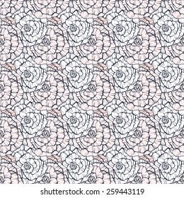 Seamless pattern with decorative roses. Vector illustration