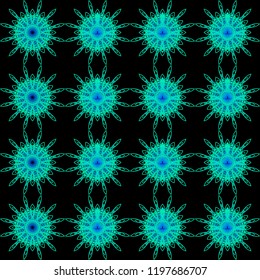  seamless pattern. Decorative round ornament. Geometric design element.