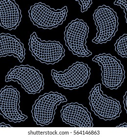 Seamless pattern with decorative seashells. Serenity and black color. Vector illustration