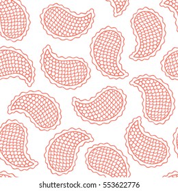 Seamless pattern with decorative seashells. White and peach echo color. Vector illustration