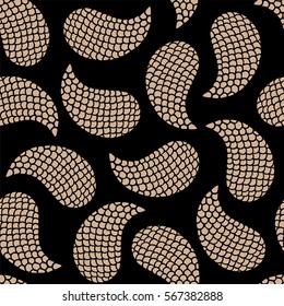 Seamless pattern with decorative shells. Hazelnut and black color. Vector illustration