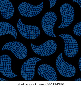 Seamless pattern with decorative shells. Lapis Blue and black color. Vector illustration