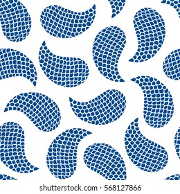 Seamless pattern with decorative shells. Lapis Blue and white color. Vector illustration