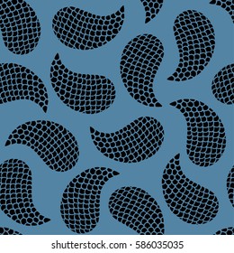 Seamless pattern with decorative shells. Niagara and black color. Vector illustration