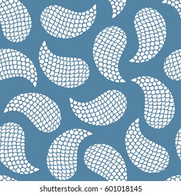 Seamless pattern with decorative shells. Niagara and white color. Vector illustration