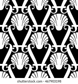Seamless pattern with decorative shells. Vector clip art.