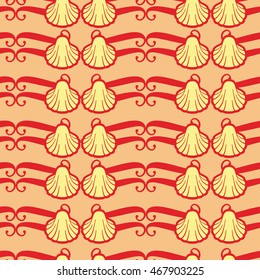 Seamless pattern with decorative shells. Vector clip art.