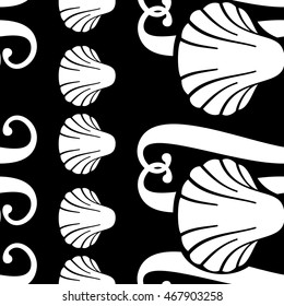 Seamless pattern with decorative shells. Vector clip art.