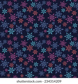 Seamless pattern with decorative snowflakes