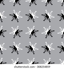 Seamless pattern with decorative snowflakes