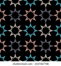 Seamless pattern with Decorative Snowflakes and Stars. Vector illustration for web design or print.