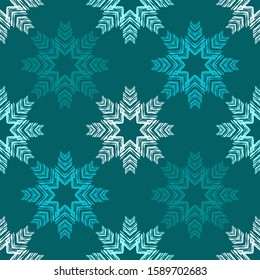 Seamless pattern with Decorative Snowflakes. Vector illustration for web design or print.