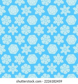 Seamless pattern with decorative snowflakes. Vector illustration.
