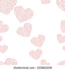 Seamless pattern of decorative star hearts
