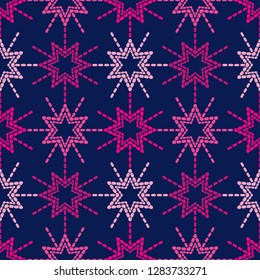 Seamless pattern with decorative stars. Stars consisting of points. Can be used for wallpaper, textile, invitation card, wrapping, web page background.