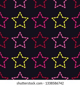 Seamless pattern with decorative stars. Stars in the sky. Can be used for wallpaper, textile, invitation card, wrapping, web page background.