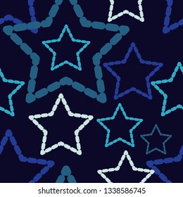 Seamless pattern with decorative stars. Stars in the sky. Can be used for wallpaper, textile, invitation card, wrapping, web page background.