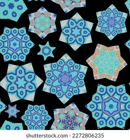 Seamless pattern with decorative stars. Vector file for designs.