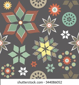 Seamless pattern with decorative, stylish and abstract flowers. Vector Image