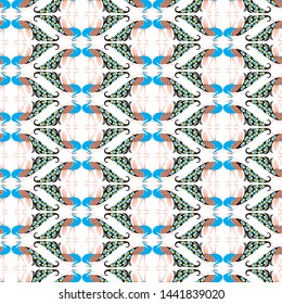 Seamless pattern of decorative stylized peackoks