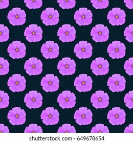 Seamless pattern with decorative summer cosmos flowers on a blue background, watercolor vector illustration.
