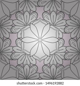Seamless pattern with Decorative summer flowers in black, white and pink colors, watercolor vector illustration.