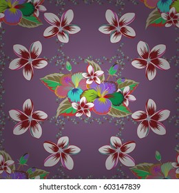 Seamless pattern with Decorative summer flowers in green and beige colors, watercolor vector illustration.