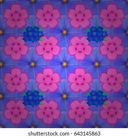 Seamless pattern with Decorative summer flowers on a yellow background, watercolor vector illustration.