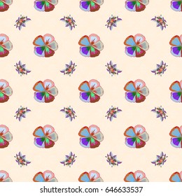Seamless pattern with Decorative summer flowers in pink and orange colors, watercolor vector illustration.
