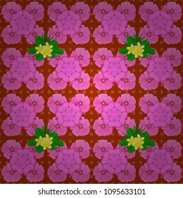 Seamless pattern with decorative summer plumeria flowers in magenta, pink and orange colors, watercolor vector illustration.