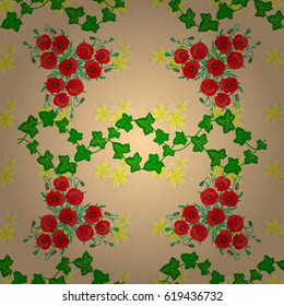 Seamless pattern with decorative summer poppy flowers on a beige background, watercolor vector illustration.