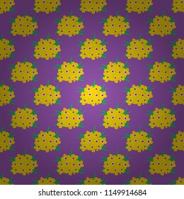 Seamless pattern with decorative summer primrose flowers in yellow, purple and violet colors, watercolor vector illustration.
