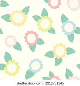 Seamless pattern with decorative sunflowers in pastel colors. Vector retro texture with cute flowers. Floral print design for textiles, wrapping paper, gift paper, fabric.